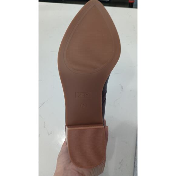 New chic chocolate Ankle Boots faux leather Chunk heel zip western 7.5 W - Picture 5 of 8